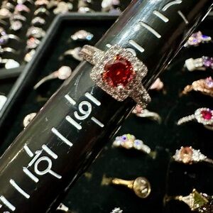 Fragrant Jewels Silver Ring with Red Gem